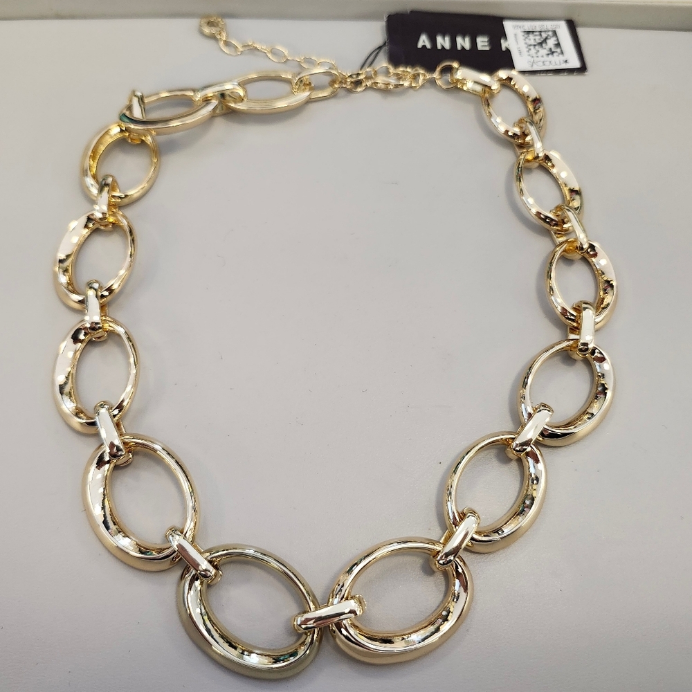 NWT Anne Klein Gold-Tone Oval Link Collar Necklace